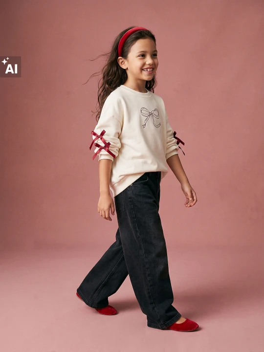 Zdjęcie produktu Sinsay - Bluza crewneck z bawełną i motywem kokard - kremowy