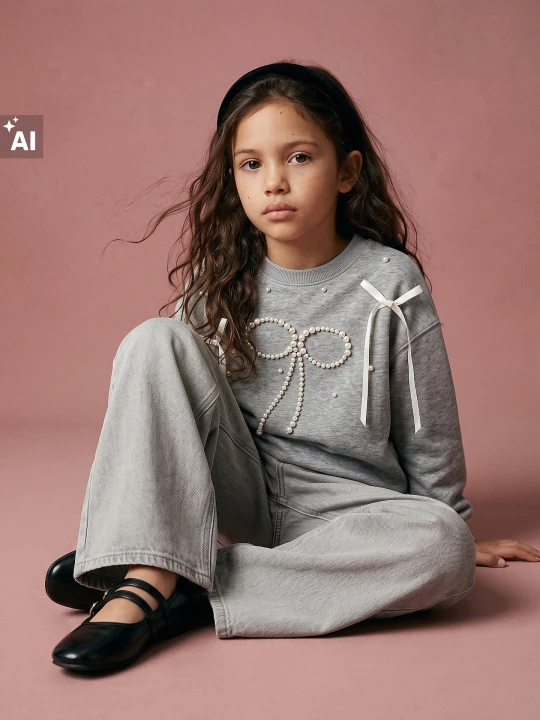 Zdjęcie produktu Sinsay - Bluza crewneck z bawełną i motywem kokard - szary