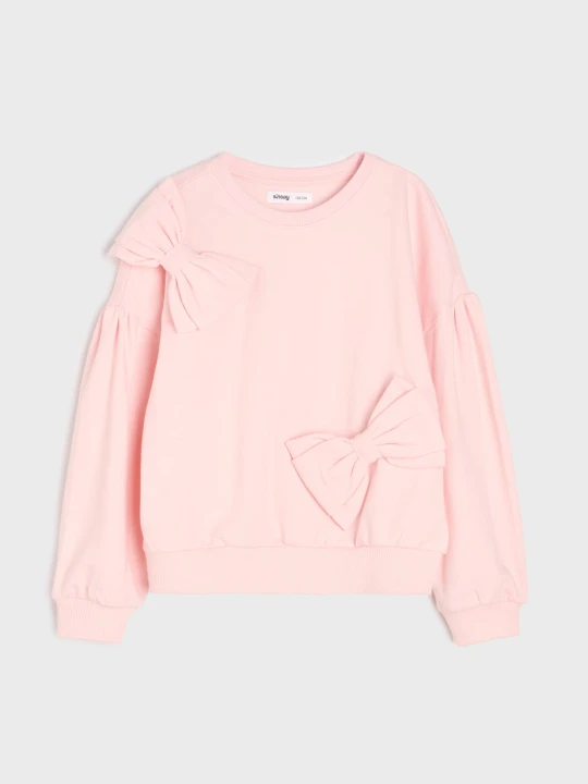 Zdjęcie produktu Sinsay - Bluza crewneck z bawełną i ozdobną aplikacją - różowy
