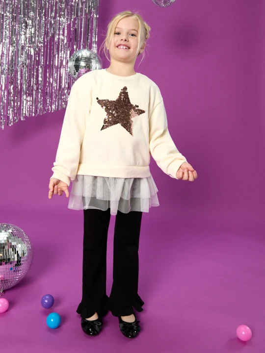 Zdjęcie produktu Sinsay - Bluza crewneck z cekinami - kremowy