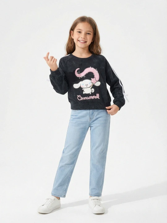 Zdjęcie produktu Sinsay - Bluza crewneck z efektem sprania Cinnamoroll - czarny