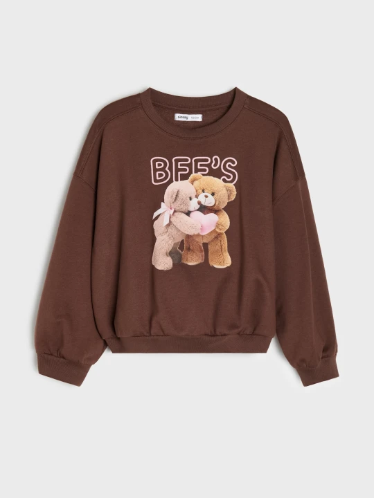 Zdjęcie produktu Sinsay - Bluza crewneck z motywem misiów - brązowy