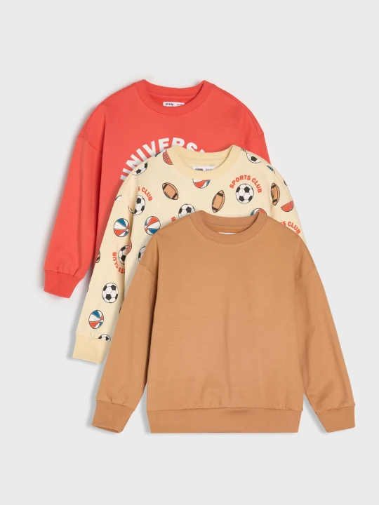 Zdjęcie produktu Sinsay - Bluza crewneck z nadrukiem 3 pack - czerwony
