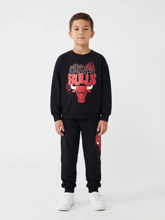 Zdjęcie produktu Sinsay - Bluza crewneck z nadrukiem Chicago Bulls NBA - czarny