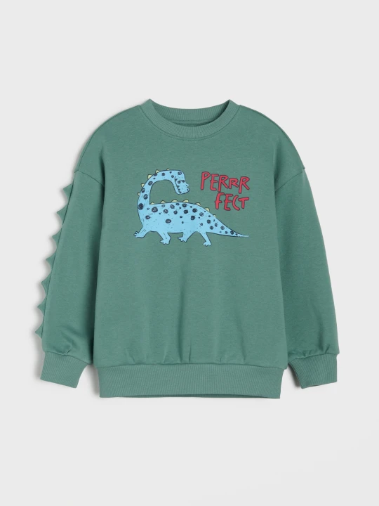 Zdjęcie produktu Sinsay - Bluza crewneck z nadrukiem dinozaura - zielony