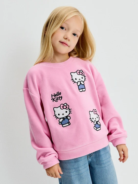 Zdjęcie produktu Sinsay - Bluza crewneck z nadrukiem Hello Kitty - różowy
