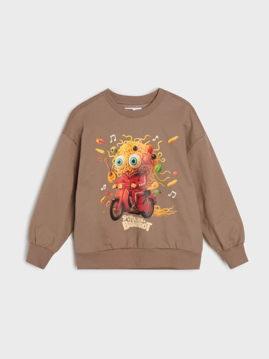 Zdjęcie produktu Sinsay - Bluza crewneck z nadrukiem Italian Brainrot Skifidol - brązowy