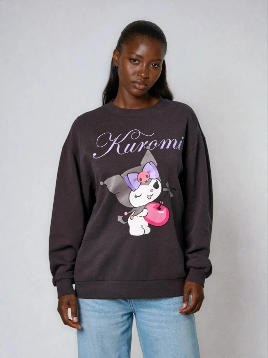 Zdjęcie produktu Sinsay - Bluza crewneck z nadrukiem Kuromi - szary