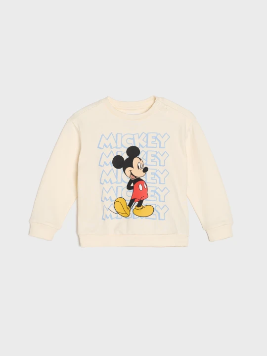 Zdjęcie produktu Sinsay - Bluza crewneck z nadrukiem Mickey Mouse - kremowy
