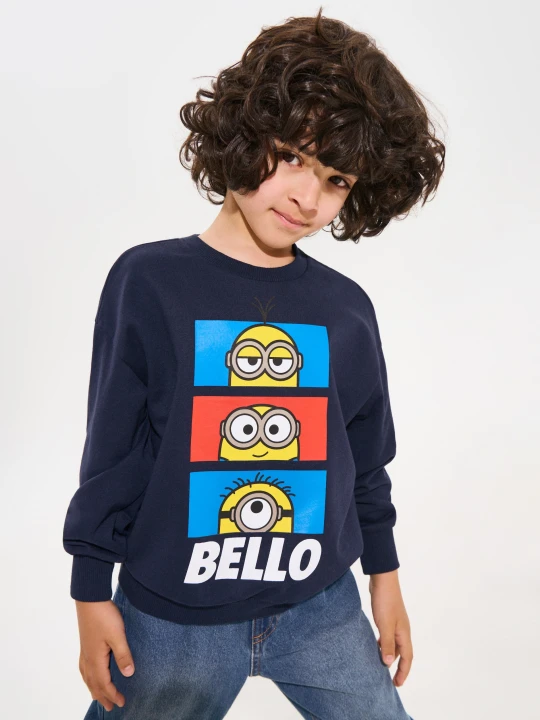 Zdjęcie produktu Sinsay - Bluza crewneck z nadrukiem Minions - granatowy