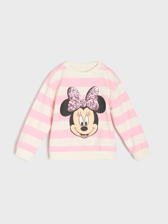Zdjęcie produktu Sinsay - Bluza crewneck z nadrukiem Minnie Mouse - kremowy