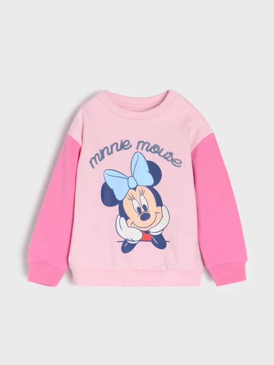 Zdjęcie produktu Sinsay - Bluza crewneck z nadrukiem Minnie Mouse - różowy