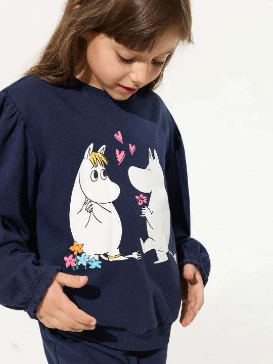 Zdjęcie produktu Sinsay - Bluza crewneck z nadrukiem Moomin - granatowy
