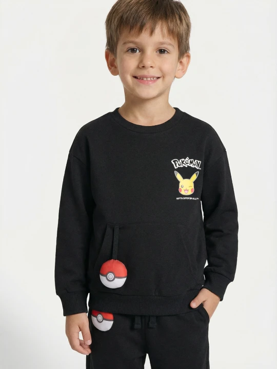 Zdjęcie produktu Sinsay - Bluza crewneck z nadrukiem Pokemon - czarny