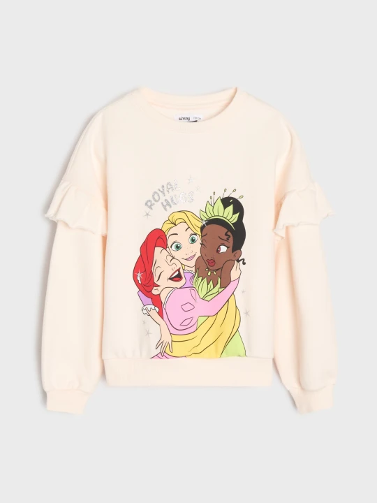 Zdjęcie produktu Sinsay - Bluza crewneck z nadrukiem Princess - kremowy