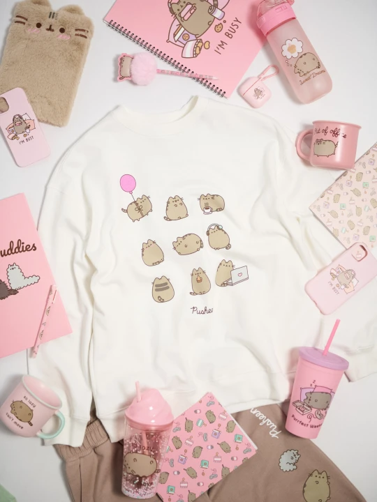 Zdjęcie produktu Sinsay - Bluza crewneck z nadrukiem Pusheen the Cat - kremowy