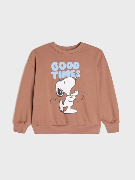 Zdjęcie produktu Sinsay - Bluza crewneck z nadrukiem Snoopy - brązowy