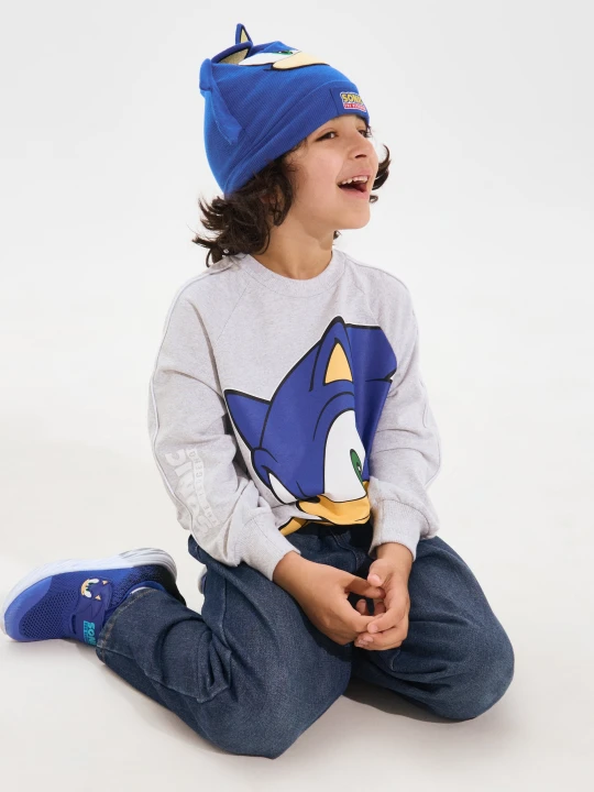 Zdjęcie produktu Sinsay - Bluza crewneck z nadrukiem Sonic the Hedgehog - szary