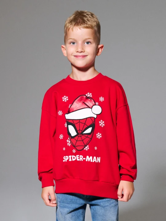 Zdjęcie produktu Sinsay - Bluza crewneck z nadrukiem Spider-Man - czerwony