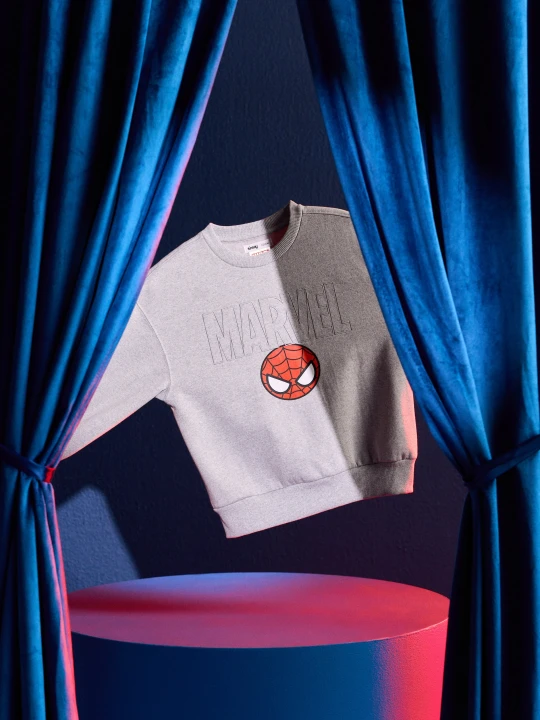 Zdjęcie produktu Sinsay - Bluza crewneck z nadrukiem Spider-Man - szary