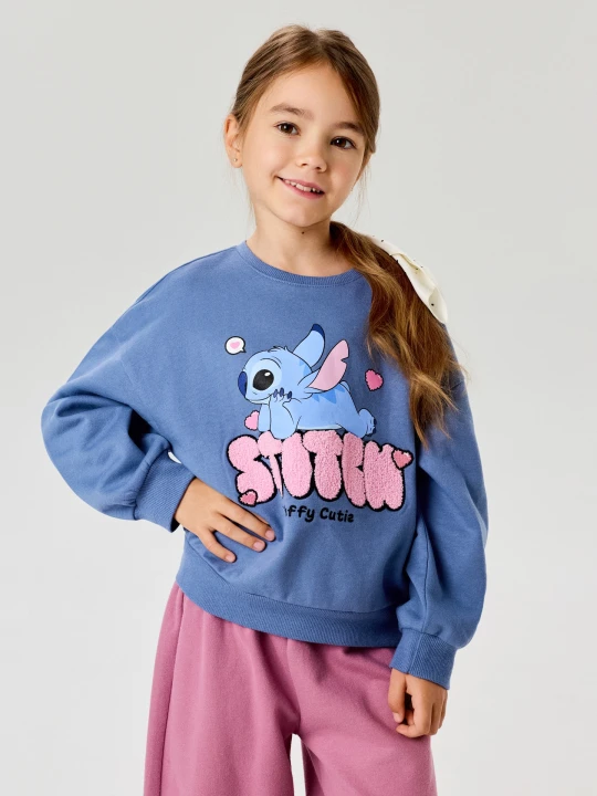Zdjęcie produktu Sinsay - Bluza crewneck z nadrukiem Stitch - niebieski
