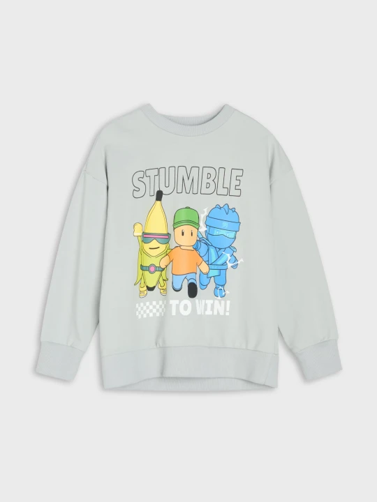 Zdjęcie produktu Sinsay - Bluza crewneck z nadrukiem Stumble Guys - szary