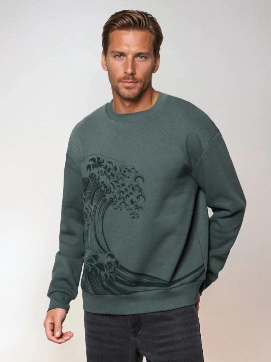 Zdjęcie produktu Sinsay - Bluza crewneck z nadrukiem - zielony
