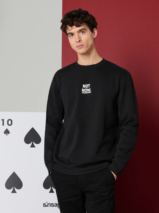 Zdjęcie produktu Sinsay - Bluza crewneck z napisem - czarny