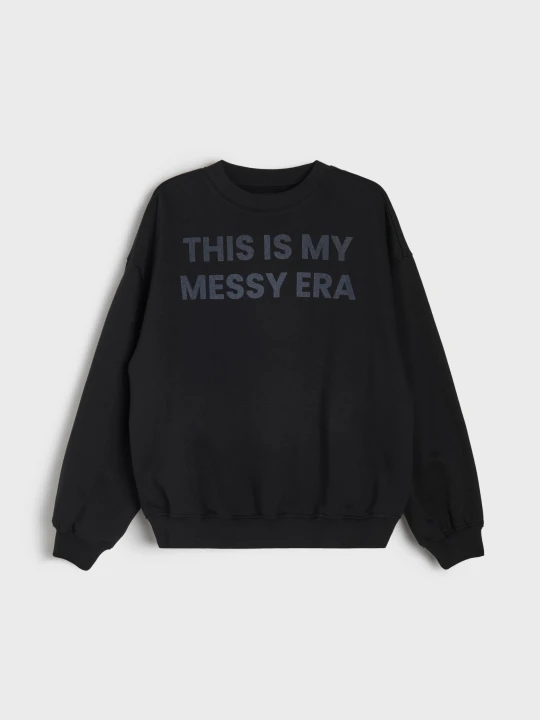 Zdjęcie produktu Sinsay - Bluza crewneck z napisem - czarny