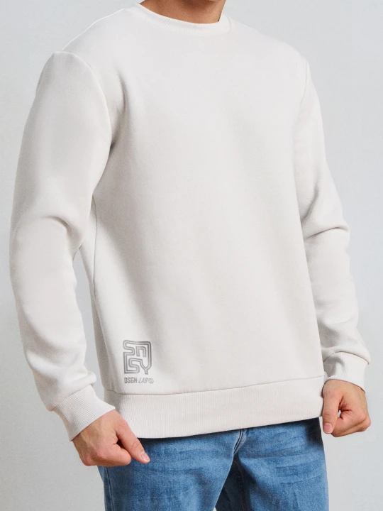 Zdjęcie produktu Sinsay - Bluza crewneck z napisem - kremowy