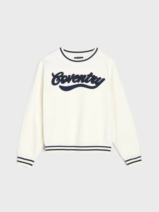 Zdjęcie produktu Sinsay - Bluza crewneck z napisem - kremowy