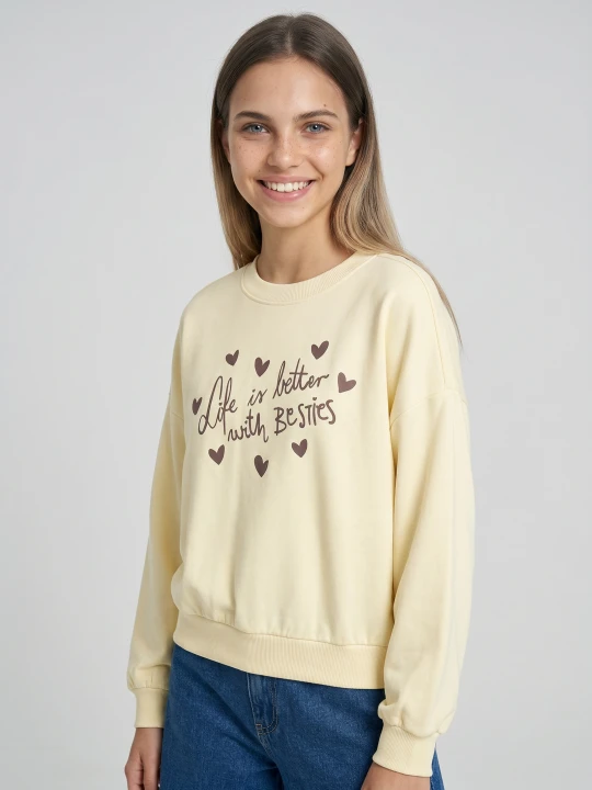 Zdjęcie produktu Sinsay - Bluza crewneck z napisem - żółty