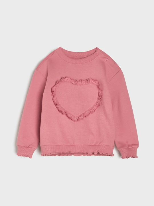 Zdjęcie produktu Sinsay - Bluza crewneck z ozdobnymi falbankami - różowy