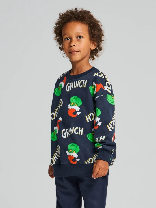 Zdjęcie produktu Sinsay - Bluza crewneck ze wzorem Grinch - granatowy