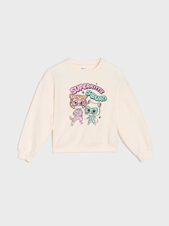 Zdjęcie produktu Sinsay - Bawełniana bluza Disney SuperKitties - kremowy