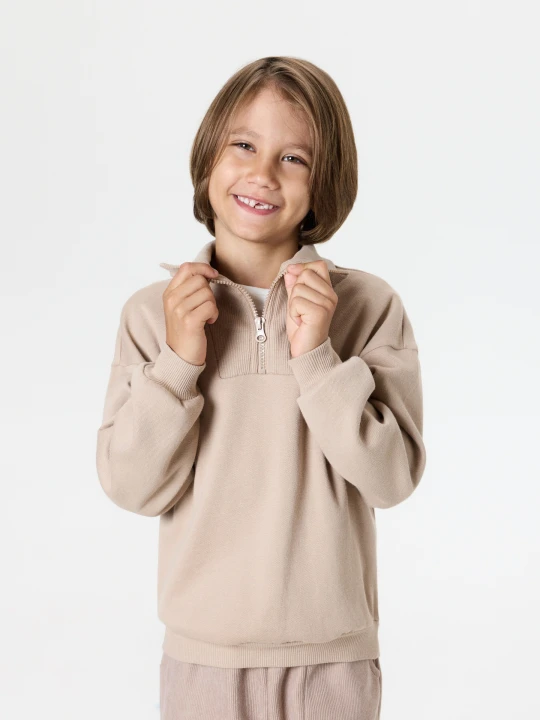 Zdjęcie produktu Sinsay - Bluza half-zip - brązowy