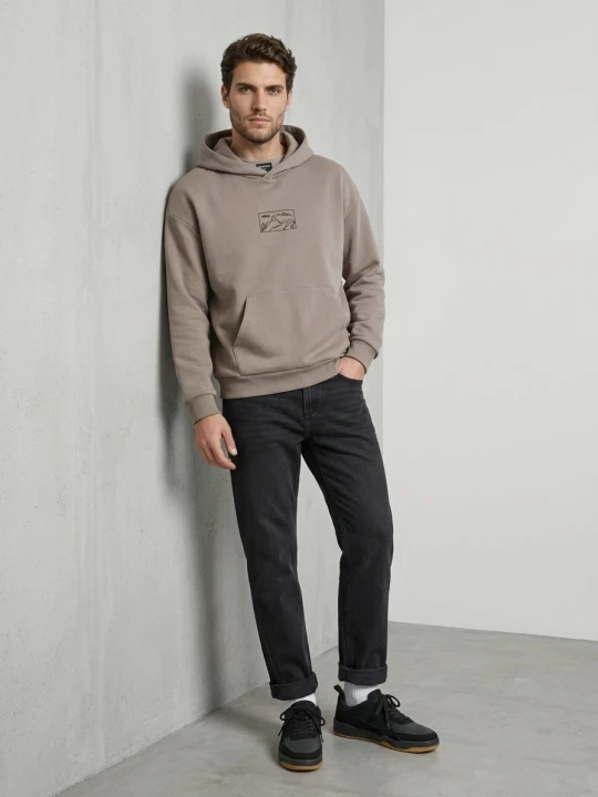 Zdjęcie produktu Sinsay - Bluza hoodie comfort z haftem - beżowy