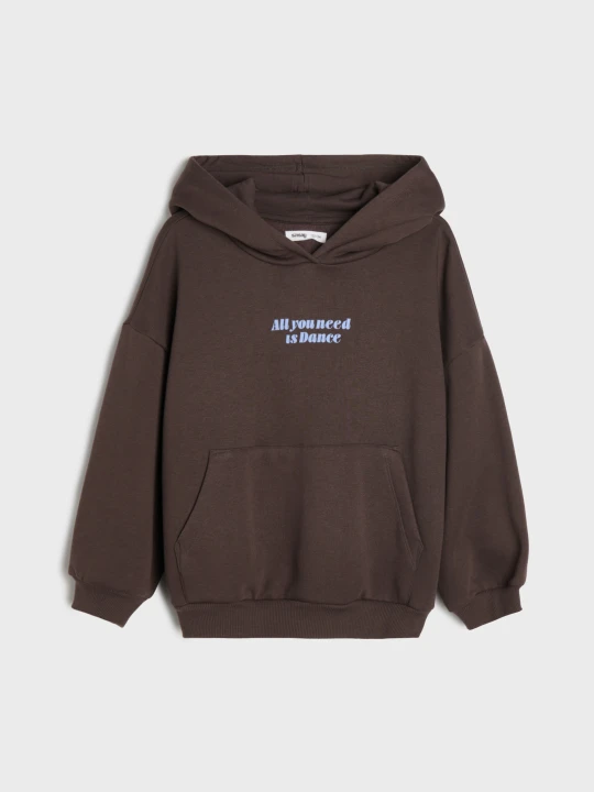 Zdjęcie produktu Sinsay - Bluza hoodie oversize z napisem - brązowy