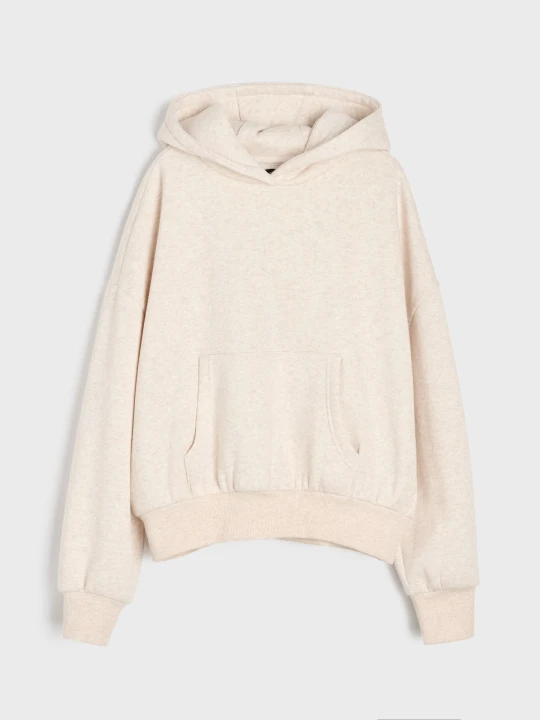 Zdjęcie produktu Sinsay - Bluza hoodie z bawełną - beżowy