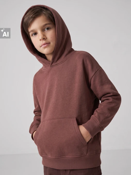 Zdjęcie produktu Sinsay - Bluza hoodie z bawełną - czerwony