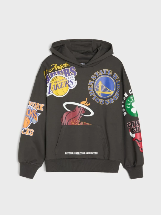Zdjęcie produktu Sinsay - Bluza hoodie z bawełną NBA - szary