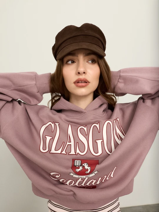 Zdjęcie produktu Sinsay - Bluza hoodie z motywem akademickim - fioletowy