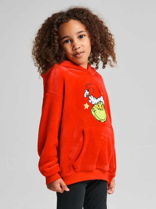 Zdjęcie produktu Sinsay - Bluza hoodie z motywem świątecznym Grinch - czerwony