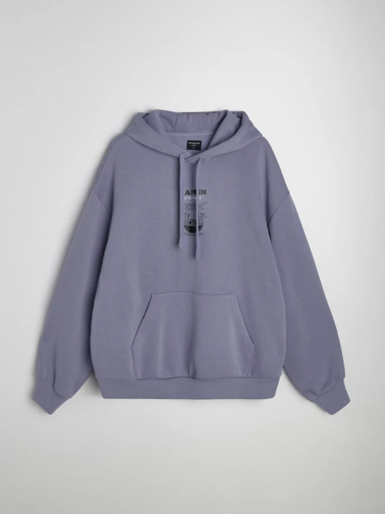 Zdjęcie produktu Sinsay - Bluza hoodie z nadrukiem - fioletowy