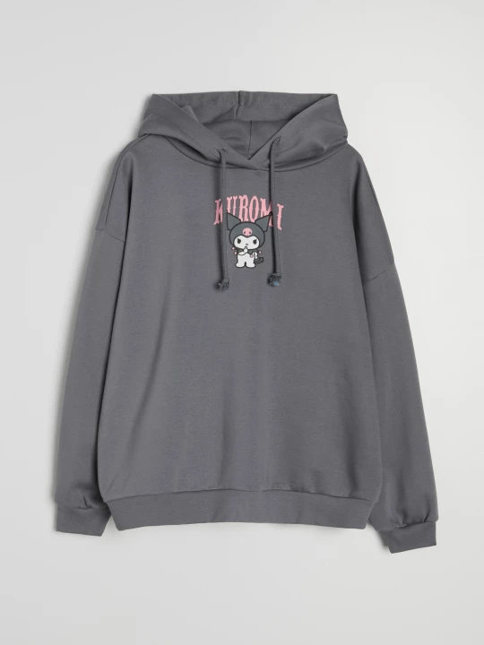Zdjęcie produktu Sinsay - Bluza hoodie z nadrukiem Kuromi - szary