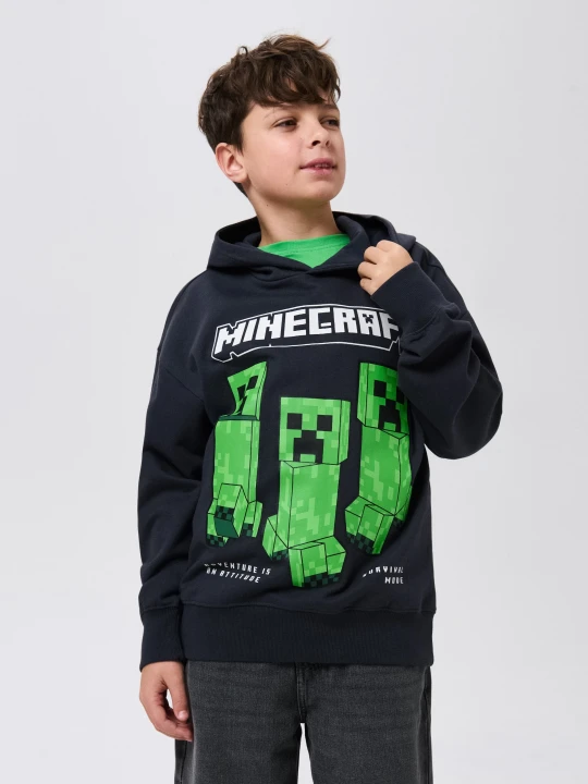 Zdjęcie produktu Sinsay - Bluza hoodie z nadrukiem Minecraft - szary