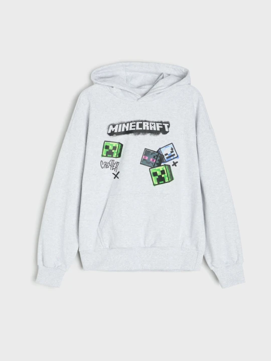 Zdjęcie produktu Sinsay - Bluza hoodie z nadrukiem Minecraft - szary