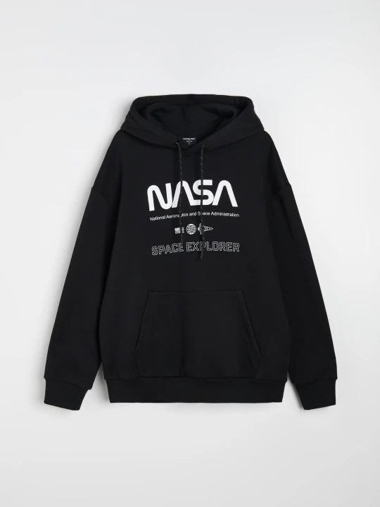 Zdjęcie produktu Sinsay - Bluza hoodie z nadrukiem NASA - czarny