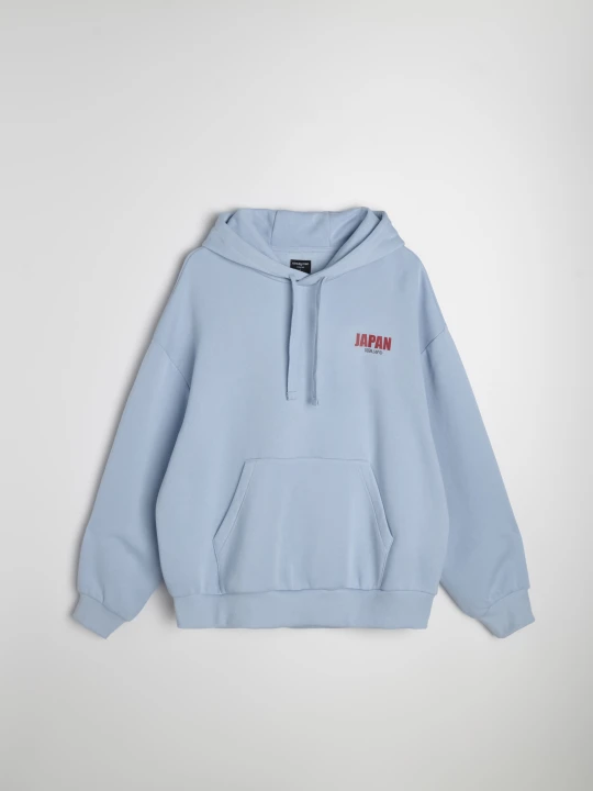 Zdjęcie produktu Sinsay - Bluza hoodie z nadrukiem - niebieski