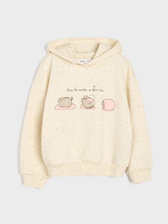 Zdjęcie produktu Sinsay - Bluza hoodie z nadrukiem Pusheen the Cat - kremowy